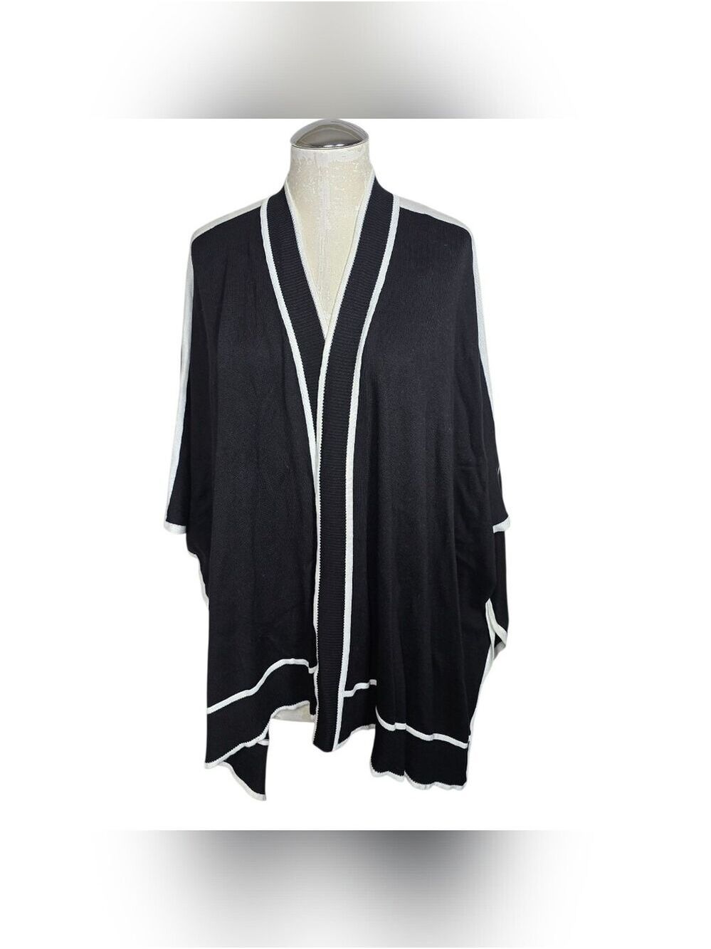 Kasper Black White Poncho Cardigan S/M
